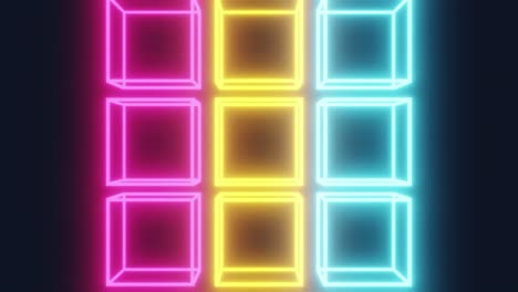 motion graphic, 3d animation, neon wire cubes or squares
