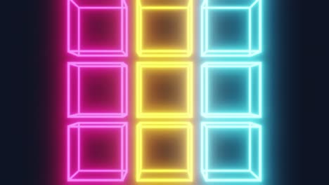 motion graphic, 3d animation, neon wire cubes or squares