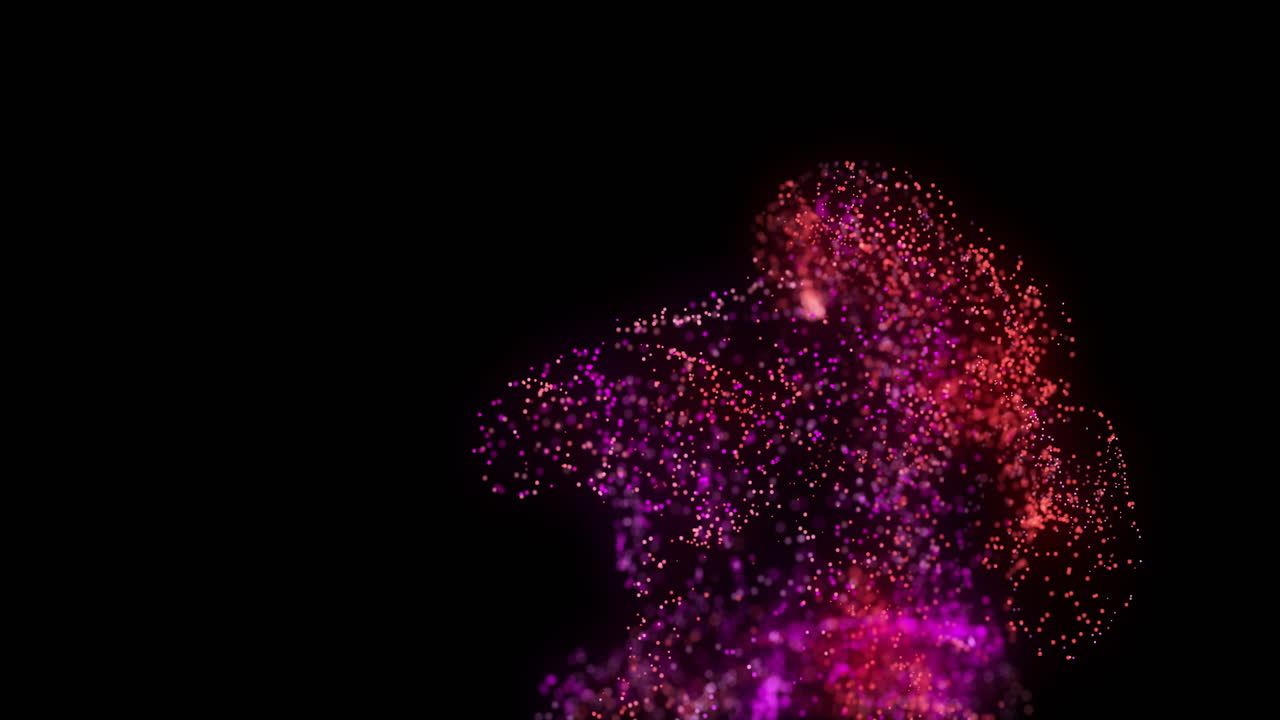 animación de formas rosadas y rojas que se mueven sobre un fondo negro