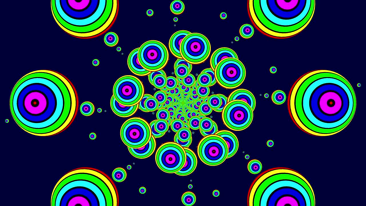 baile de discoteca y fondo de música electrónica. imágenes de bucle sin fisuras. mandala cósmica esotérica.