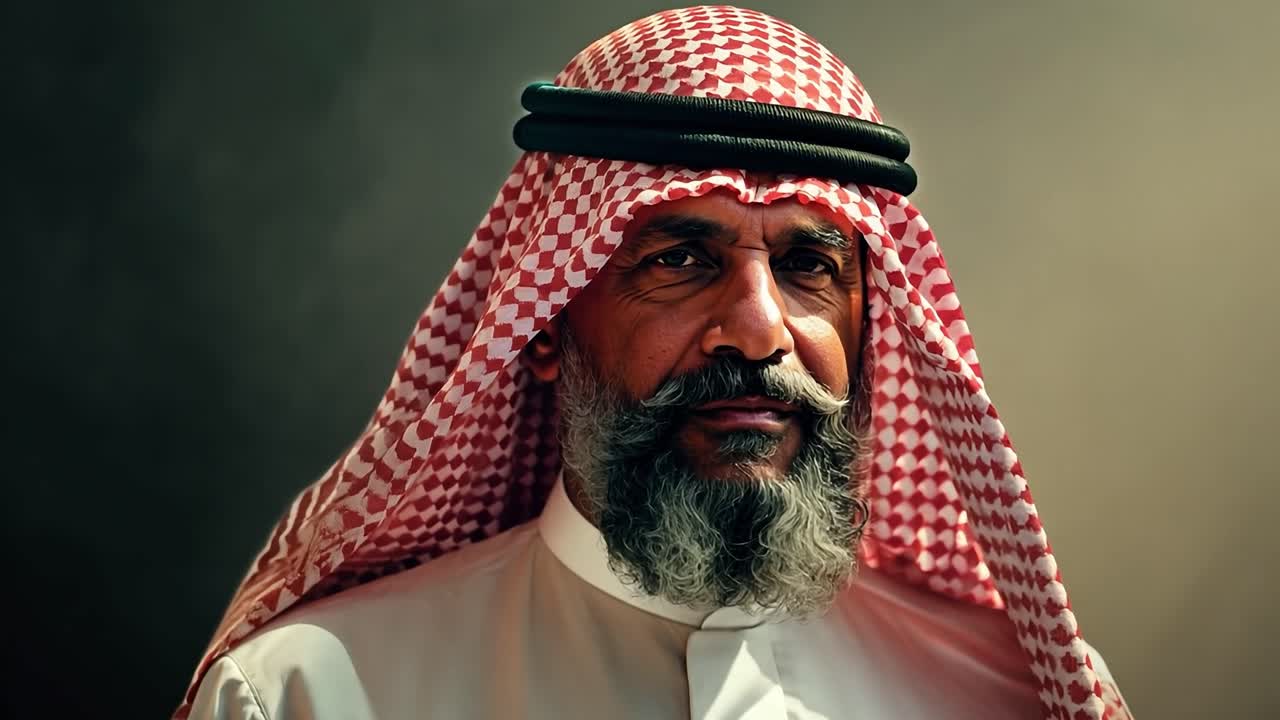 전통 아랍 의 옷 을 입은 남자 의 초상화