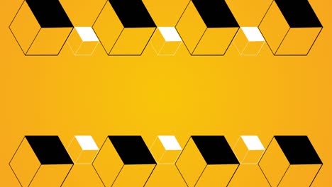 fondo amarillo con cubos con cubiertas negras en video 4k.