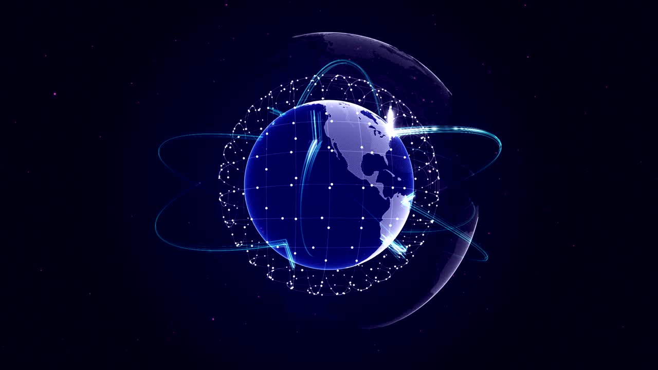 Earth, Connection Network Concept, Animation, Rendering Background, Loop