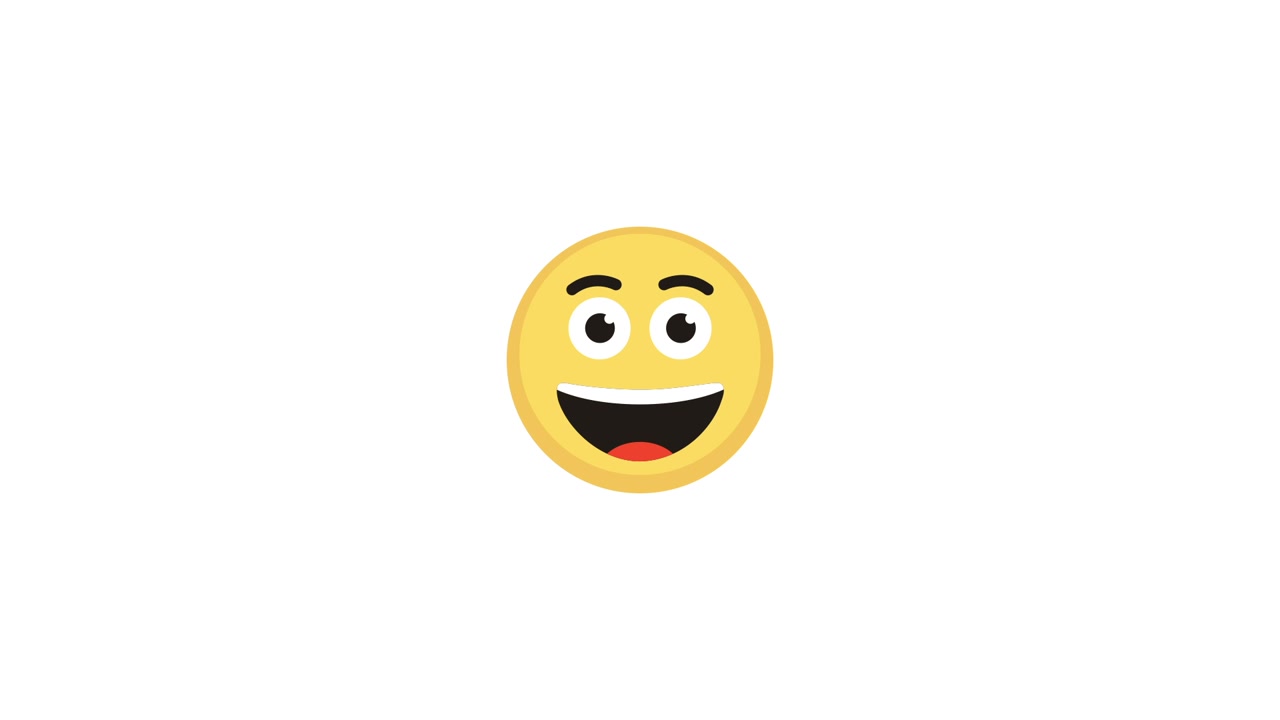 Faccina emoji gialla sorridente animata che ammicca e ride