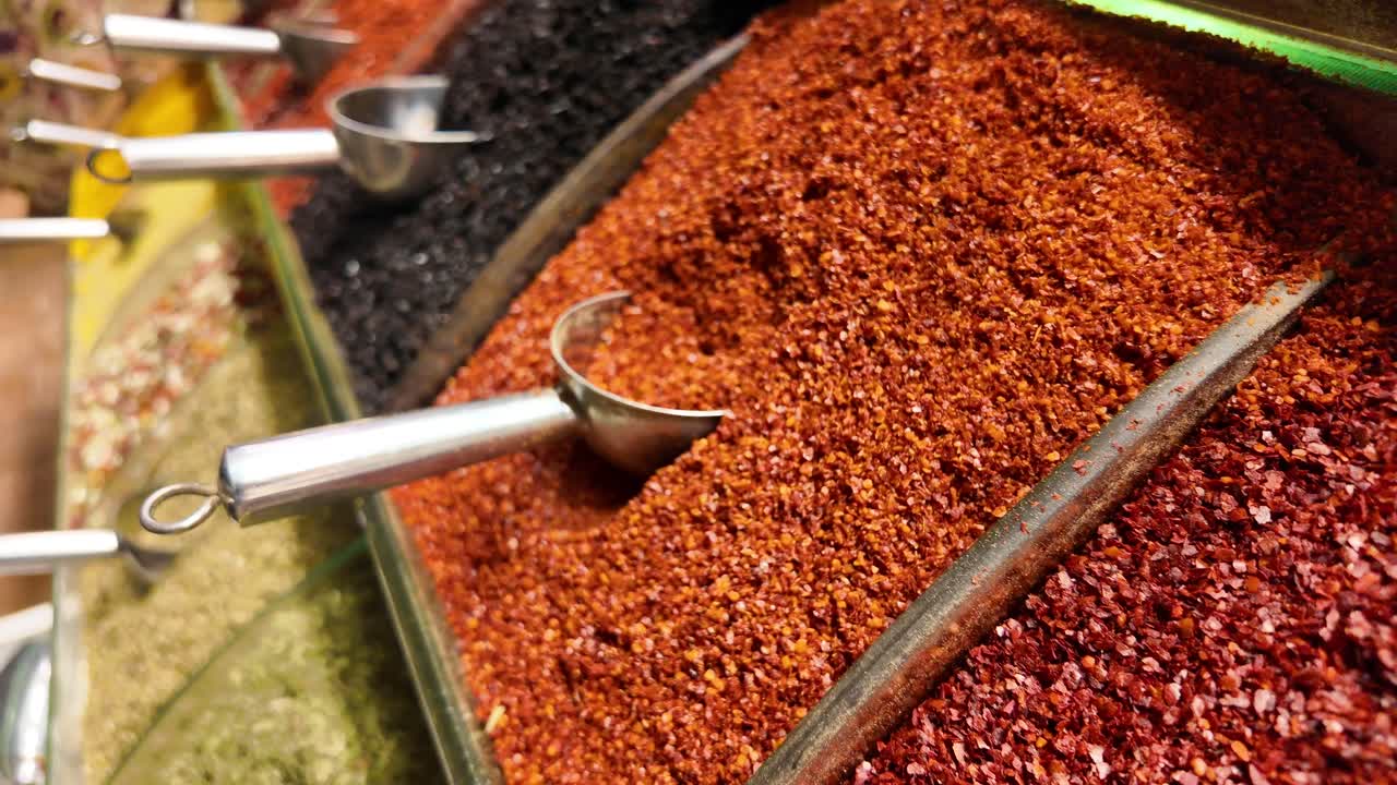 Vibrant Spices on Display at a Market