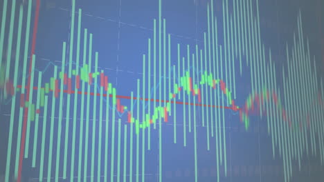 animation of financial data processing on blue background