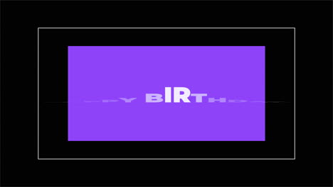 happy birthday greeting on purple background