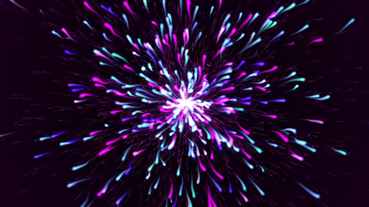 flujo de explosión de partículas coloridas fondo relajante zoom lento