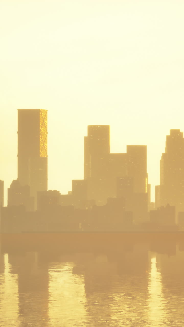 Amanecer sobre un horizonte urbano futurista