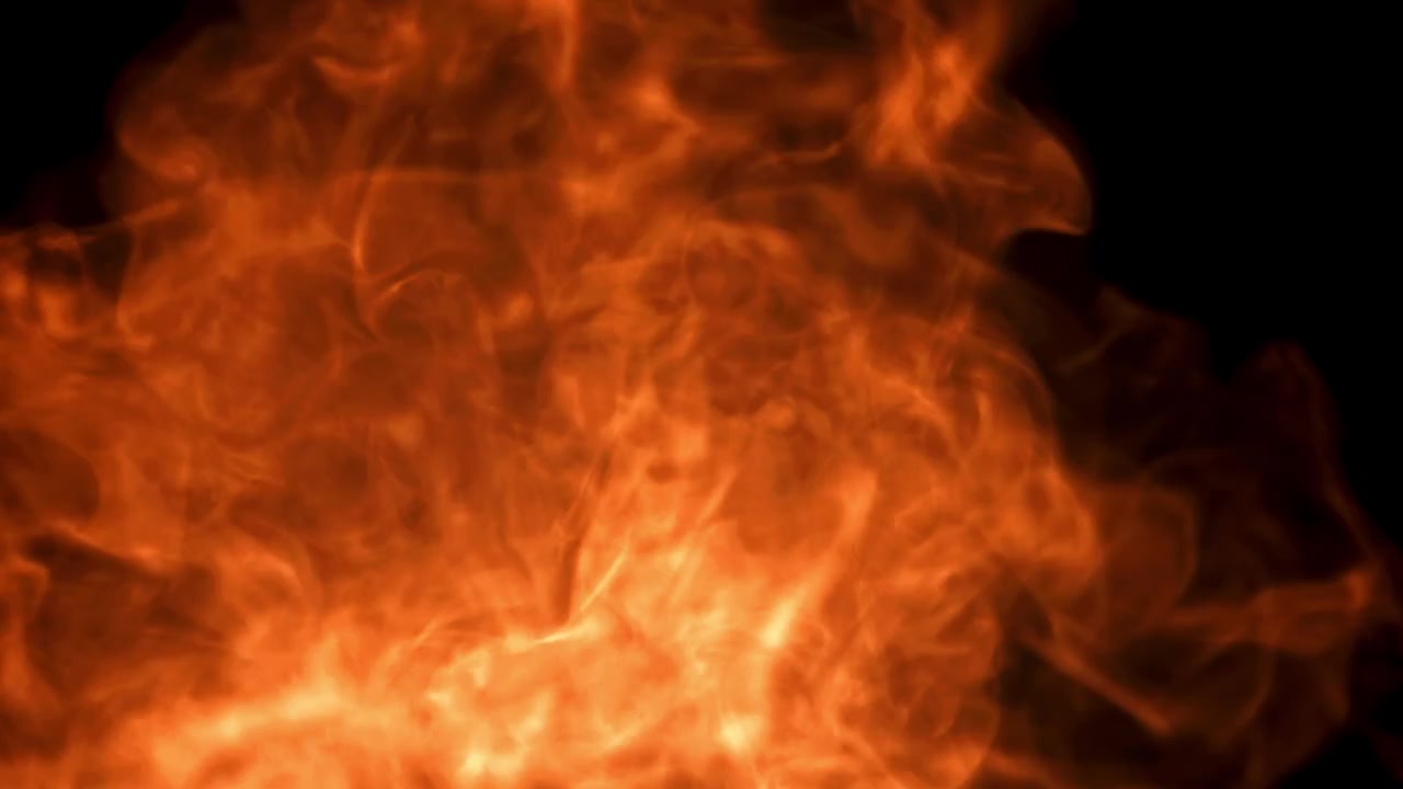 Dynamic Fire Bursting and Expanding on Black Background