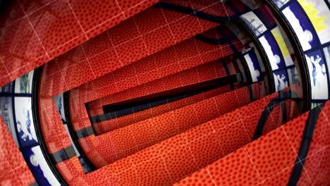 sports ball animation and monitors tunnel, rendering, background, loop