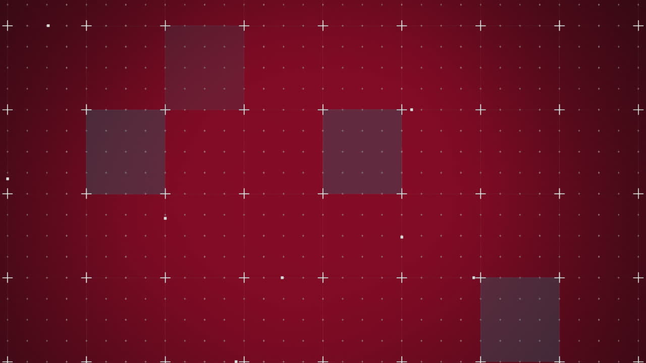 빨간 바탕에 그리드 위에서 움직이는 마커와 사각형의 애니메이션