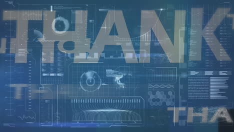 animation of data processing over thank you text