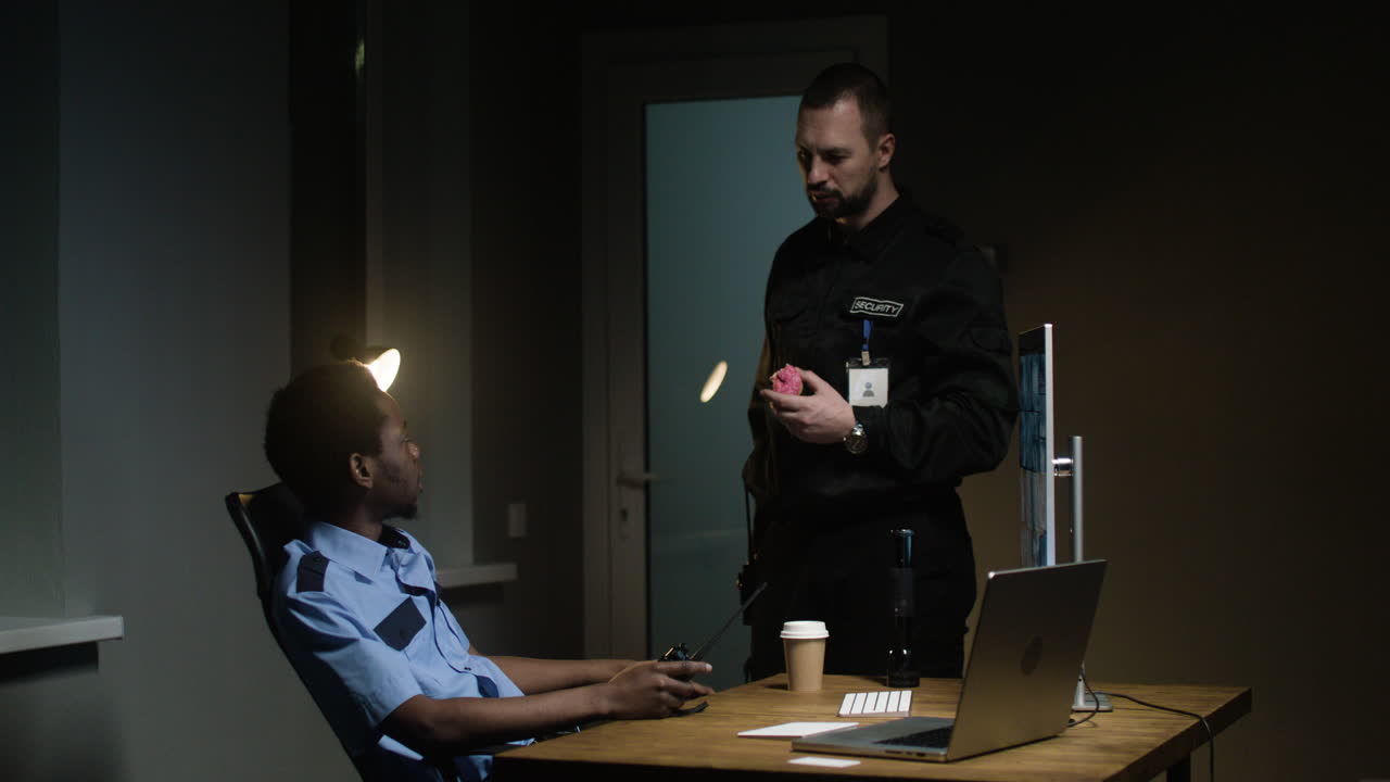 Team talking and relaxing in the hut