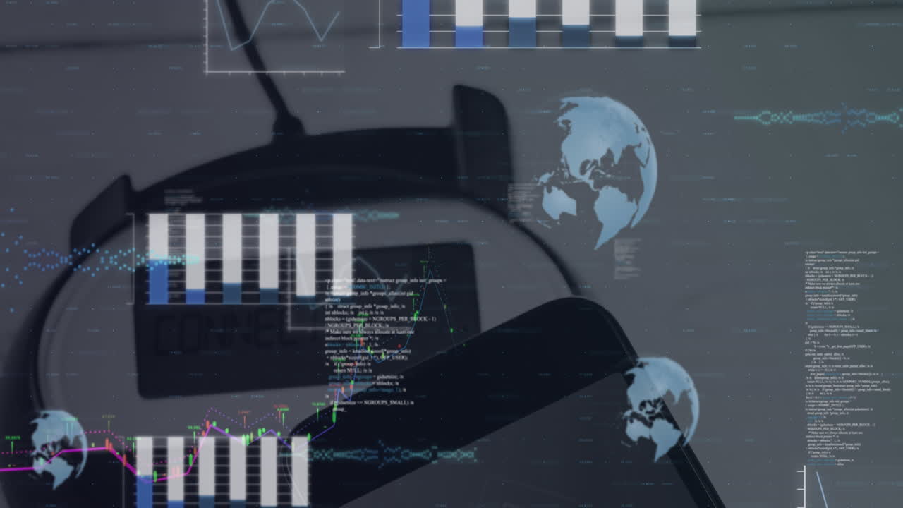 nfc 기술을 통해 결제를 하는 스마트 폰에 대한 통계 데이터 처리 애니메이션
