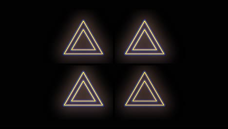 Pulsing gold triangles pattern with neon light in casino style