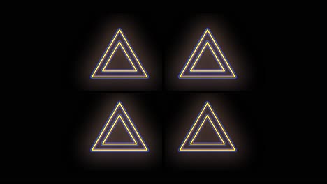 pulsing gold triangles pattern with neon light in casino style