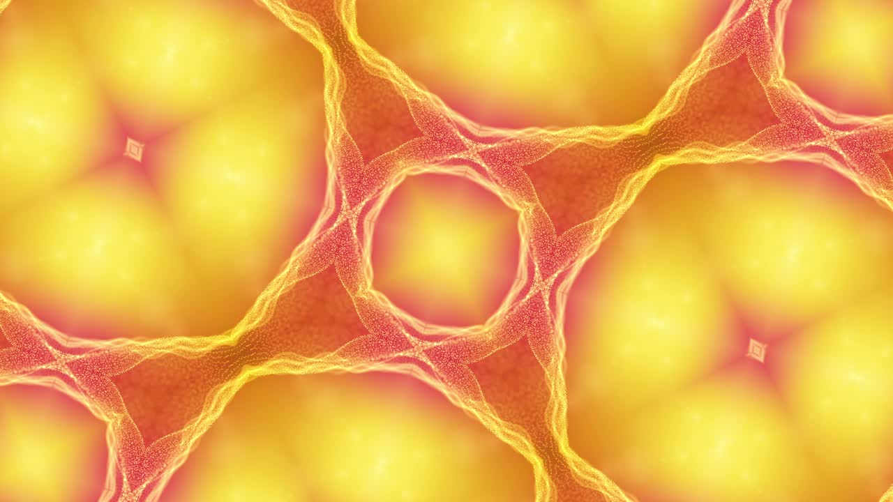 el caleidoscopio de neón amarillo de la bucle vj. animación sin costuras.