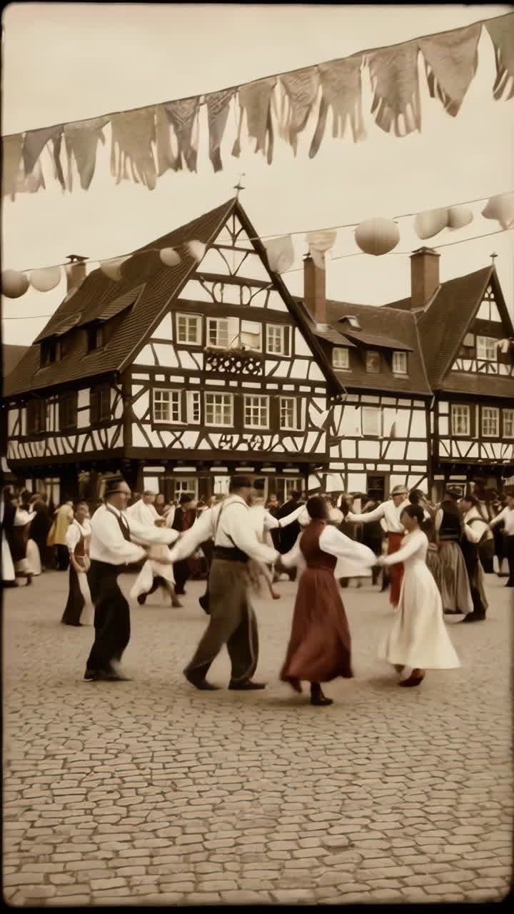 Traditional Dance in a European Town Square