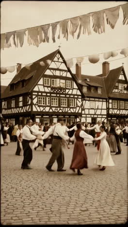 traditional dance in a european town square