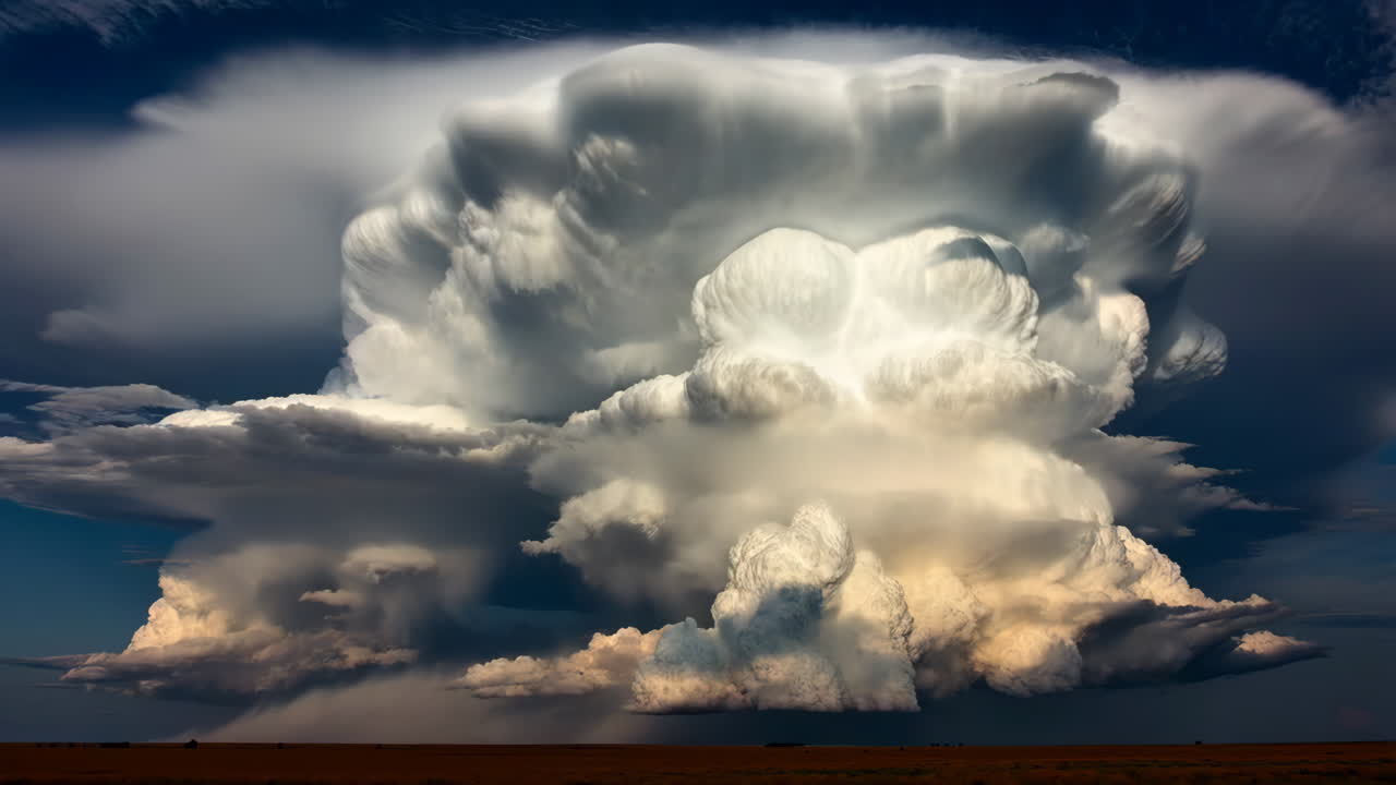 Dramatic Supercell Storm Cloud over Flat Landscape