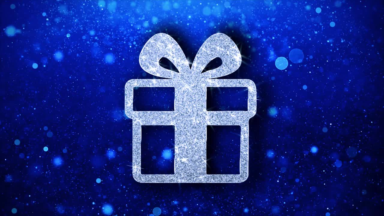 Glittering Gift Box on Blue Background