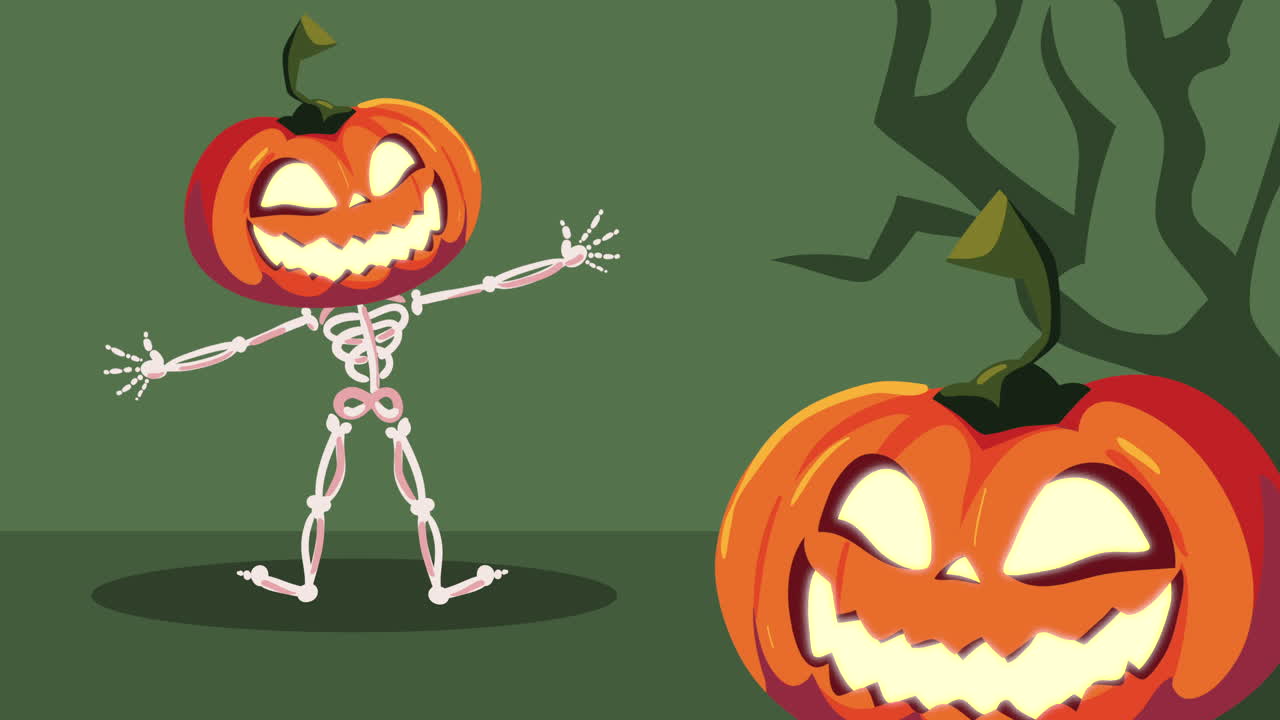 animazione di halloween felice con zucche