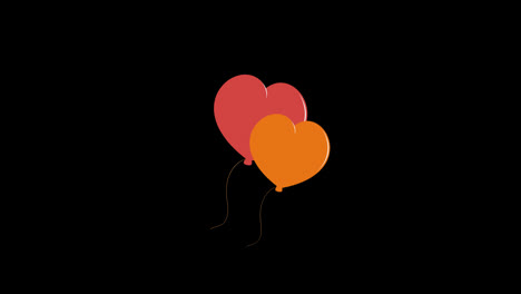 hot-heart-shape-Air-Balloon-Holiday-Adventure-icon-loop-animation-with-alpha-channel,-transparent-background,-ProRes-444