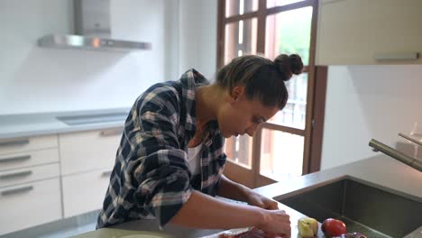 woman cooking in kitchen