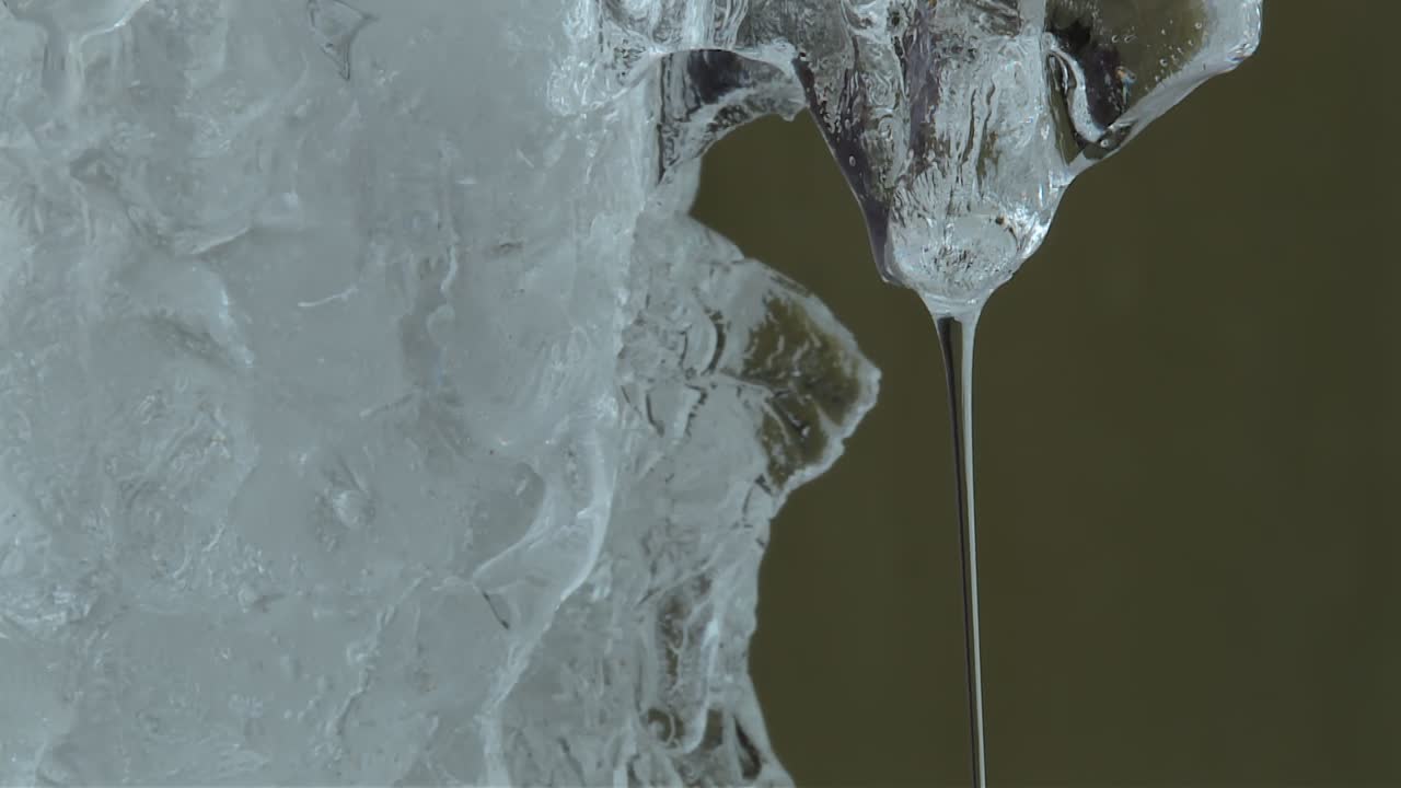 Glacier Ice Melting In Eben Ice Caves In Michigan, United States - Close Up
