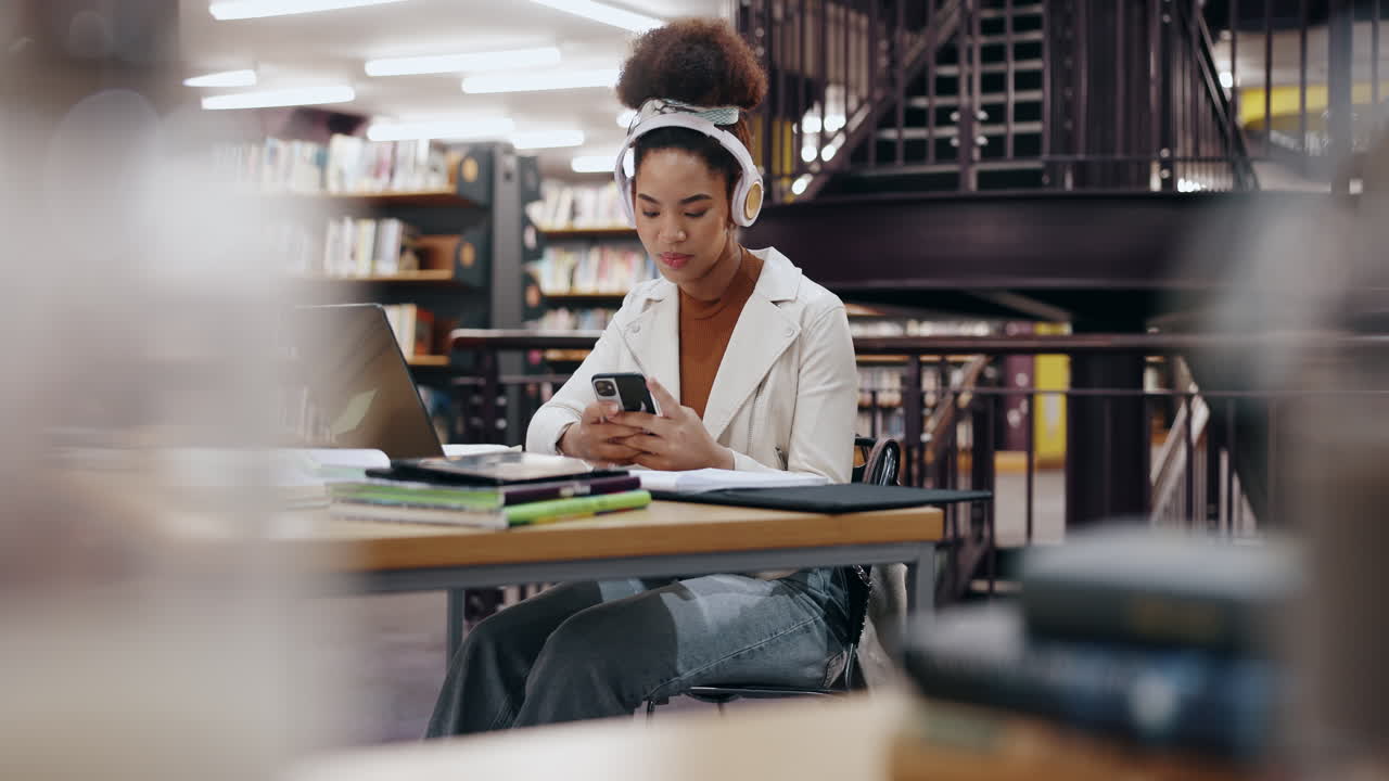 Young Woman Studying in a Library