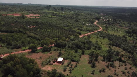 flying over benin country side during wet season in benin