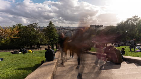 parisian park steps with city views