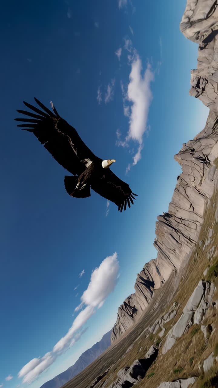 Condor Soaring Over Mountain Peaks