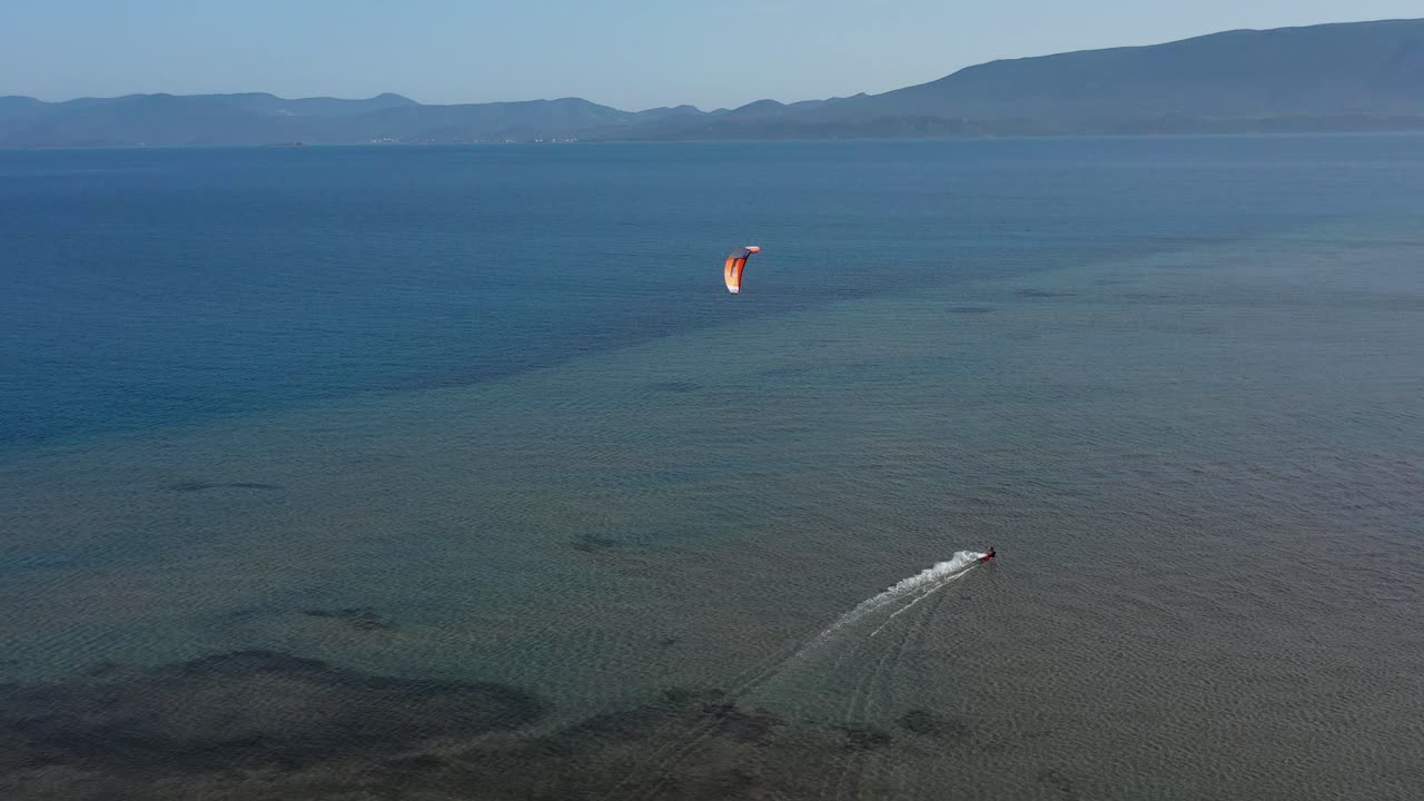 Kite Surfing on Neretva Valley, Adriatic Sea - Aerial Drone View