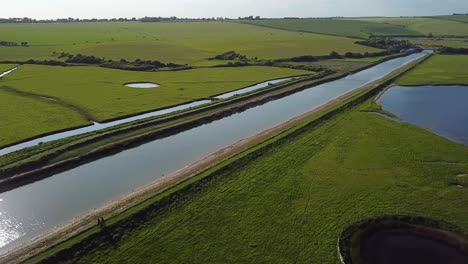 Cuckmere-River-on-South-Downs-coast,-aerial-view