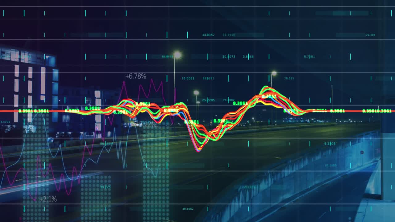 도시 풍경의 애니메이션과 데이터 처리