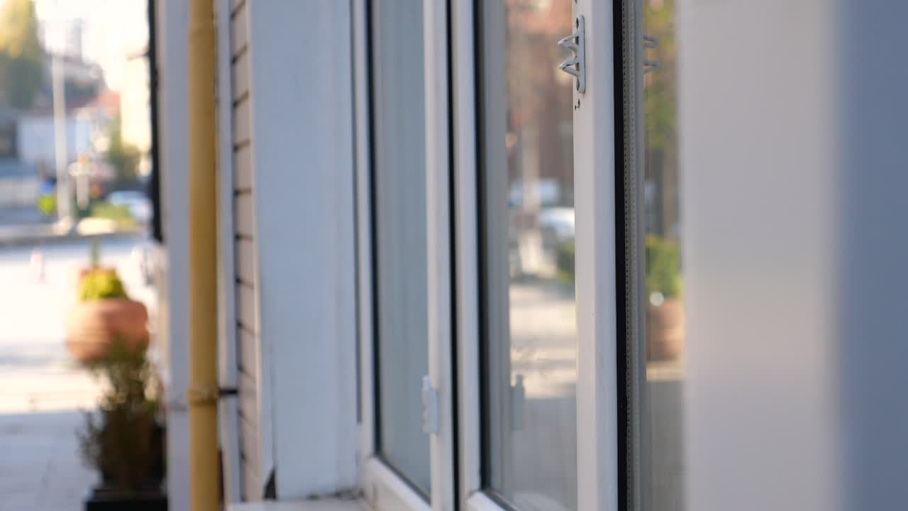 Close up of a white window on a building