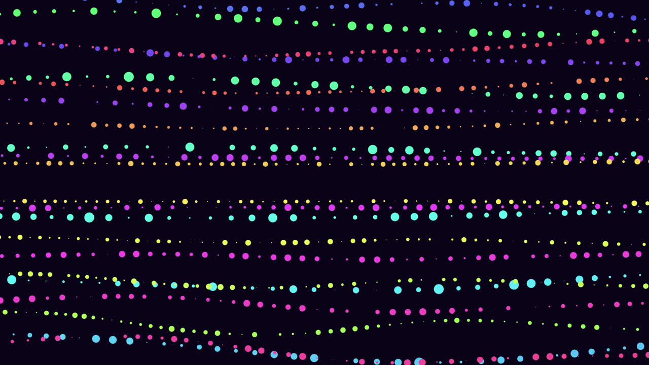 검은 그라데이션에 점이 있는 무지개 미래형 파도 패턴