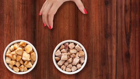 Offering diced grilled meat