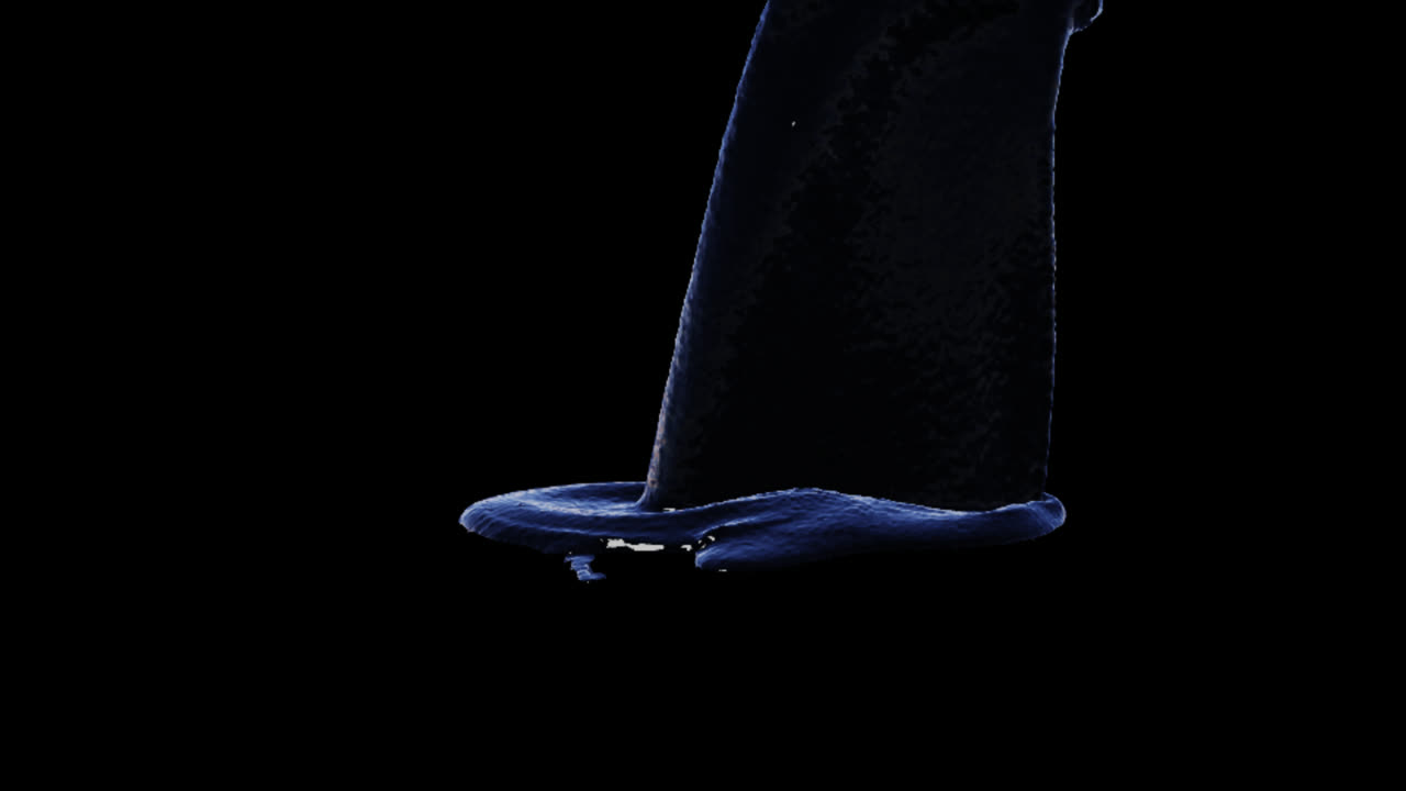 líquido azul animado vertiendo y salpicando