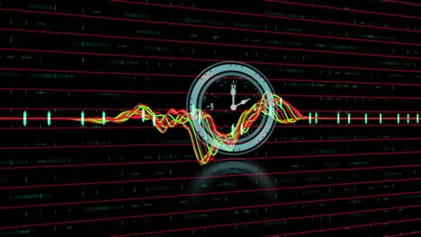 animación del reloj moviéndose rápido sobre estadísticas y procesamiento de datos