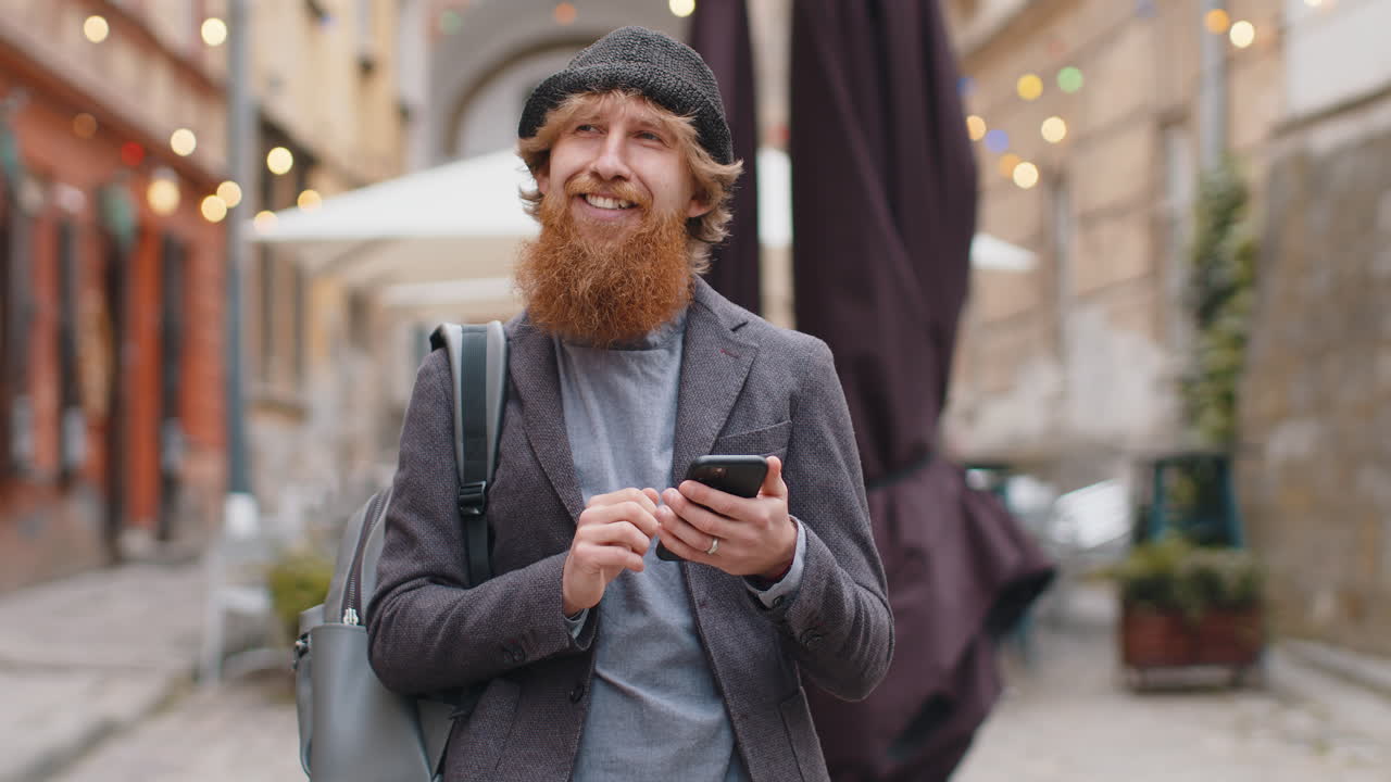Man use smartphone looking for a way route on map in mobile navigator app finishing going away