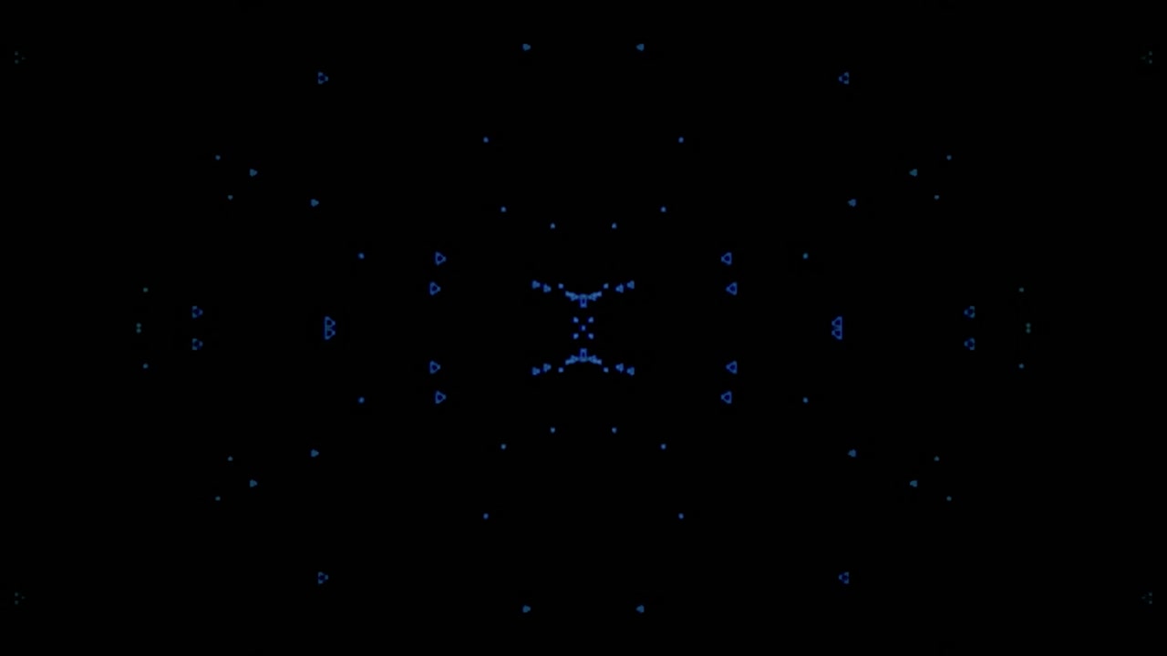 Abstract Geometric Pattern with Pulsing Blue and Green Light Particles