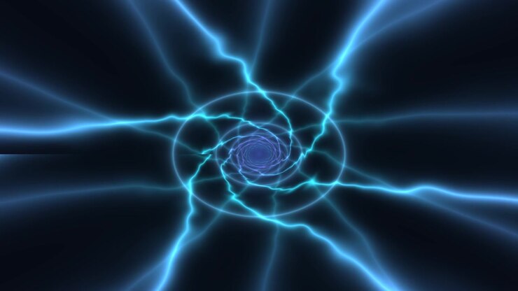 Dynamic swirl of electric lines creates a captivating . The glowing lines pulse with energy, suggesting movement and depth in a vibrant digital space