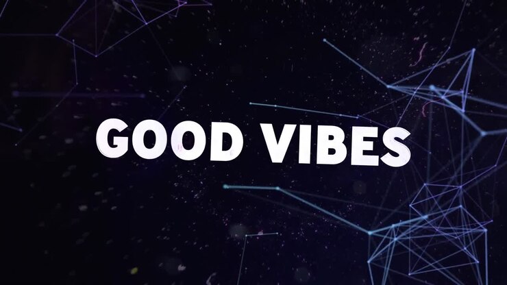 Animazione del testo "good vibes" con lettere bianche su connessioni su sfondo nero.