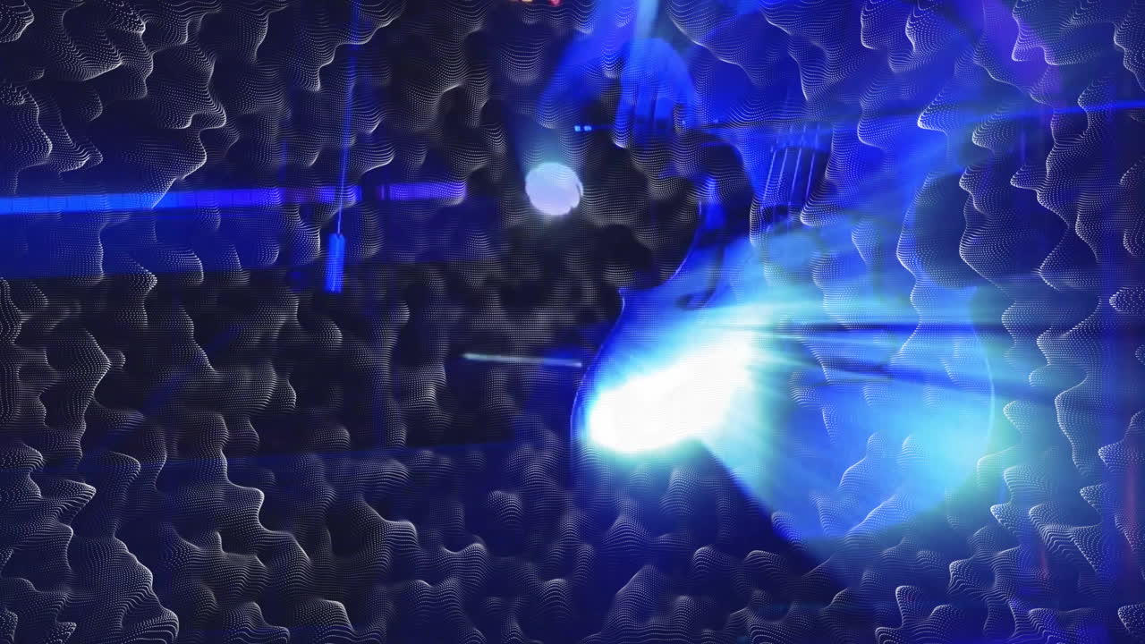 Creating dynamic animation, abstract blue light patterns forming wavy visual effects