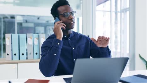 Phone-call,-business-and-black-man-talking