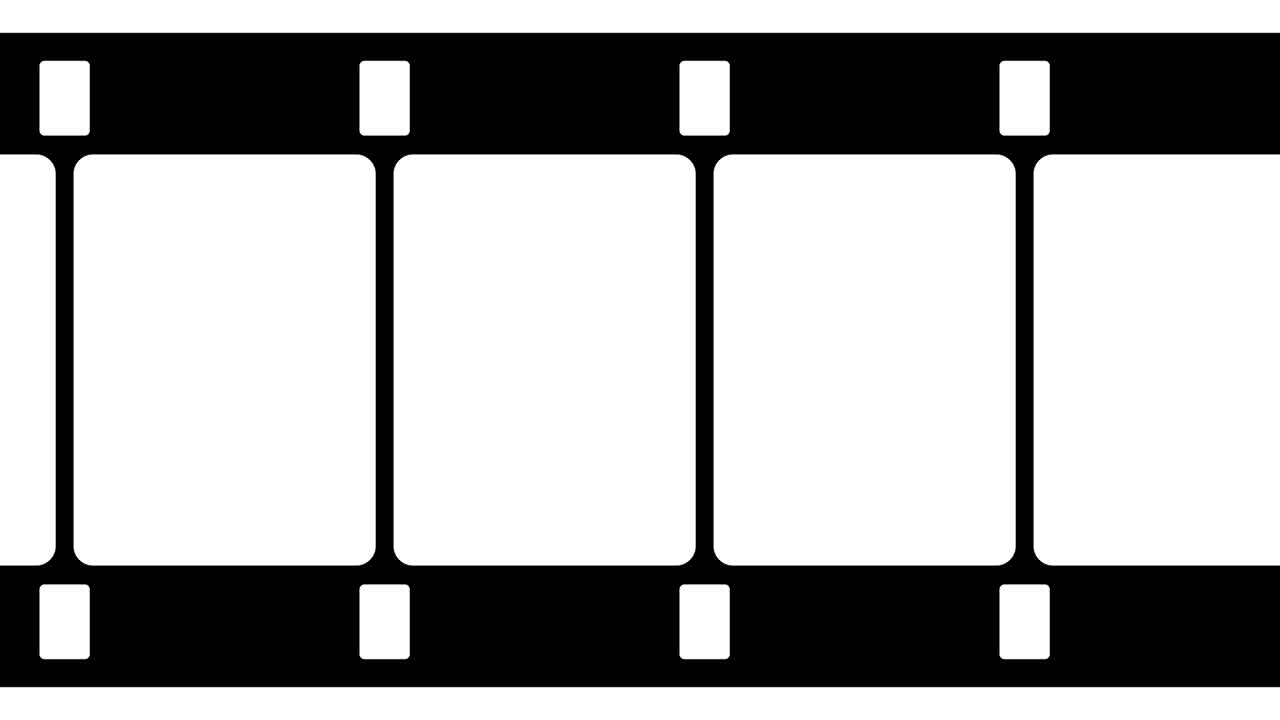 una tira de película de 16 mm que se mueve sobre un fondo blanco. imágenes de video en bucle sin problemas en pantalla blanca. plantilla de diseño de tira de película abstracta.