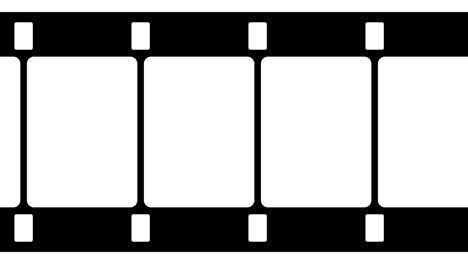 16mm film strip moveing on white background. seamless loopable video footage on white screen. abstract film strip design template.